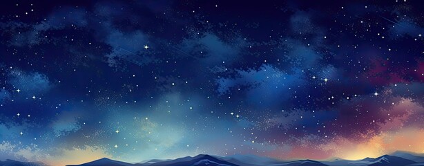 Obraz premium Night sky over mountines
