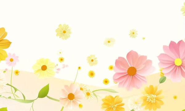flowers in paper cut illustration for summer sale design. seamless looping overlay 4k virtual video animation background