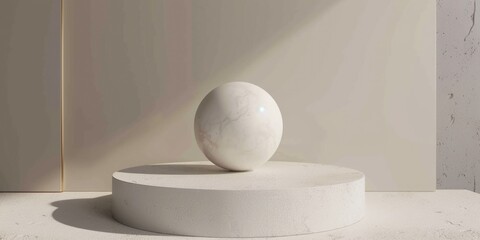 A single white egg sits on top of a white pedestal, simple and elegant