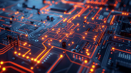 Obraz premium Quantum computing processor with glowing circuits 