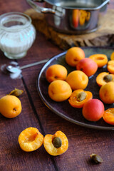 yellow ripe apricots on a plate