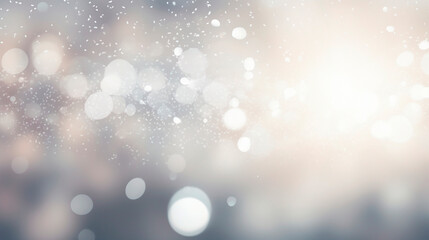 silver holiday background with Christmas transparent spots glare and shine glitter. New year design