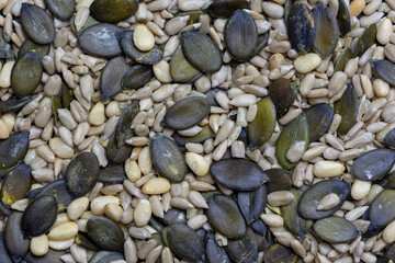 Set of human food seeds consisting of seeds and sunflower seeds