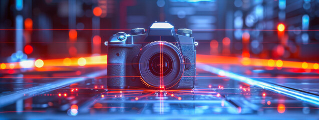 Fototapeta premium Futuristic Digital Interface with Red Elements