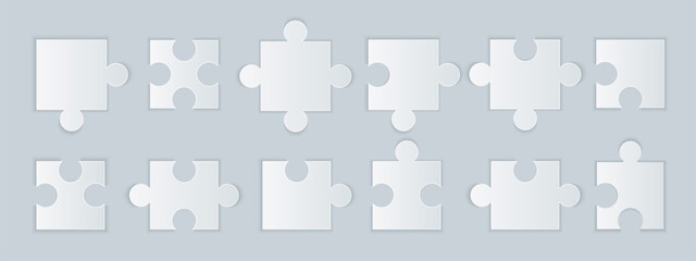 Naklejka premium Puzzle piece element collection. Set of game puzzle. White puzzle shapes set. Vector EPS 10