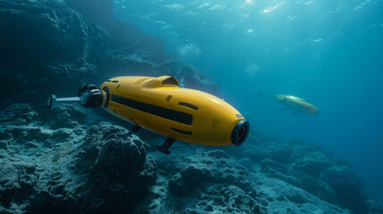 Autonomous underwater drones exploring ocean depths 