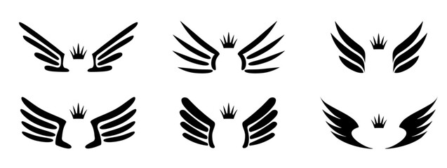 Four black wings with a crown on top
