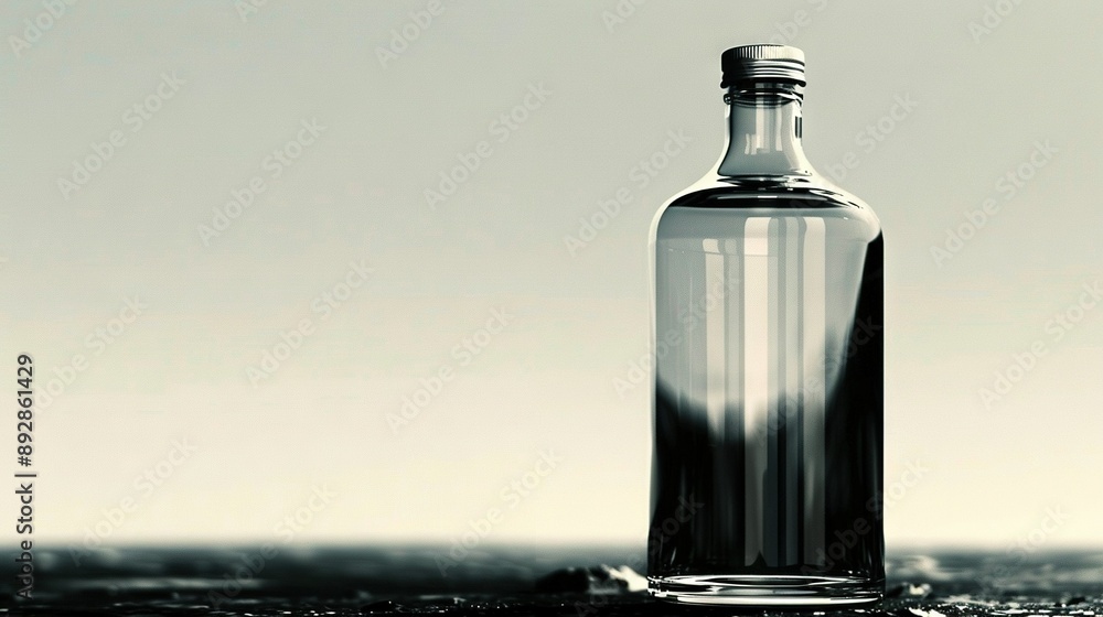 Poster a table with two bottles of liquor sitting side by side