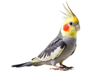 Vibrant Cockatiel Parrot With Bright Yellow Crest and Orange Cheek Patch