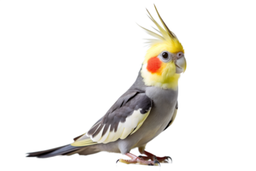 Vibrant Cockatiel Parrot With Bright Yellow Crest and Orange Cheek Patch