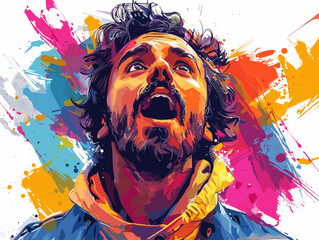 Portrait of a man in the style of pop art. Vector illustration