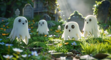 Smiling Ghosts in a Sunny Forest