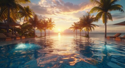 Tropical Sunset Poolside