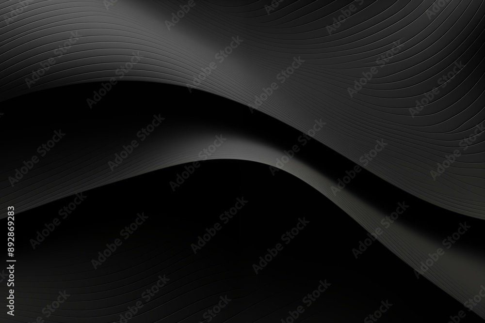 Poster black abstract background with flowing wavy lines and a modern design.