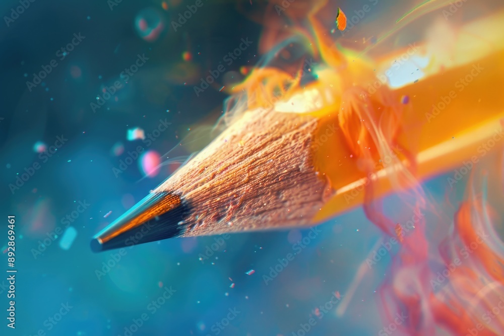 Aufkleber A sharp focus on a pencil with a blurred background, perfect for use in illustrations or design projects