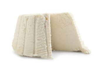 Fresh cut ricotta (cream cheese) isolated on white