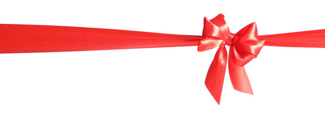 Beautiful red ribbon with bow isolated on white