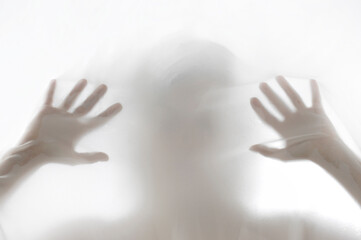 Woman Silhouette Behind White Haze