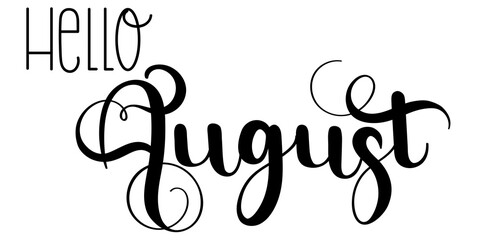 Hello August on ornaments. Hello AUGUST month vector lettering. Illustration month August	
