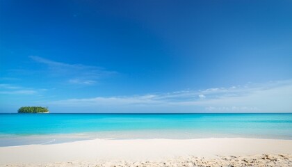 beautiful beach with clear blue sky background