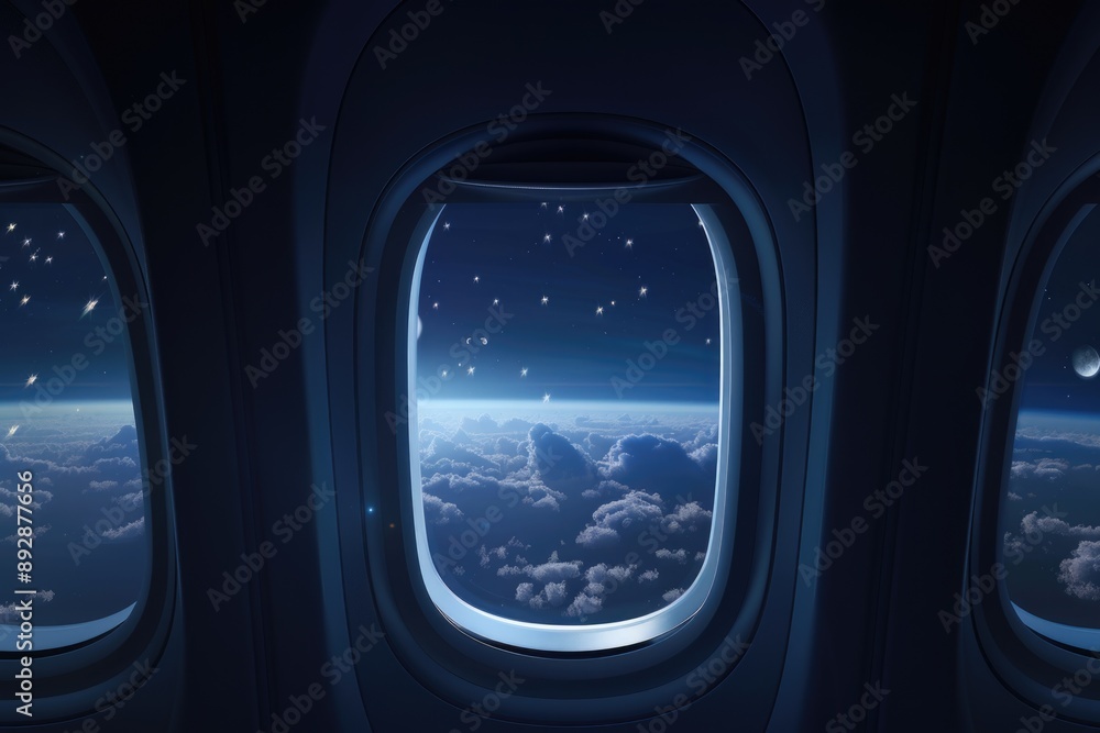 Aufkleber view from an airplane window showing the curvature of the earth