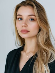Naklejka premium A beautiful blonde woman with blue eyes.