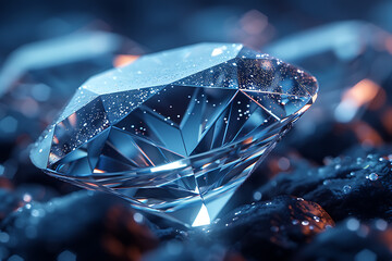 Shimmering diamonds displayed on a dark blue background, highlighting their brilliance and elegance