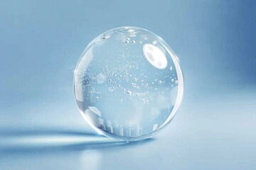 A crystal ball with air bubbles on a blue surface, great for mystical and magical themes