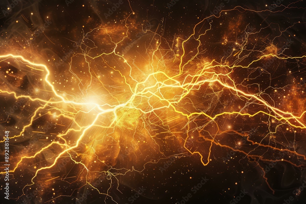 Poster abstract image of intense electrical discharges and plasma currents, simulating a cosmic event