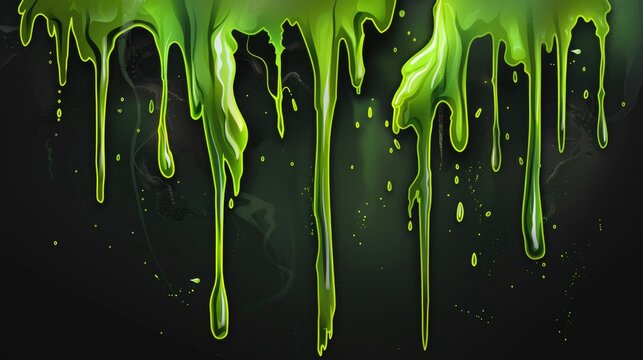 Drip Font. Halloween Text Effect with Toxic Green Dripping Style
