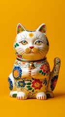  Lucky cats arrangement with green background