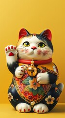  Lucky cats arrangement with green background