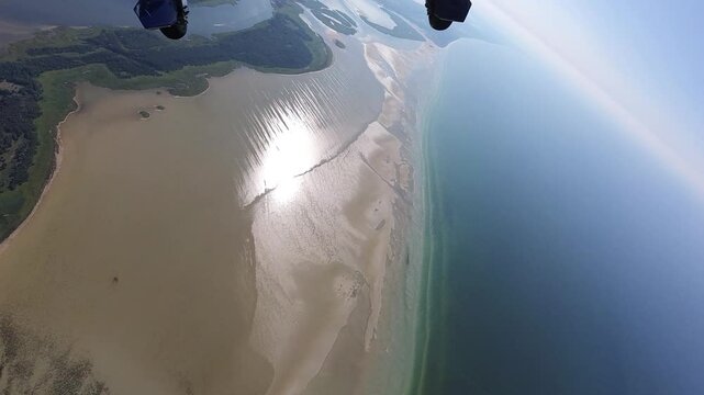 Airplane View of island "Bock" - steep turn
