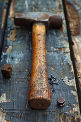 hammer nails on wooden boards