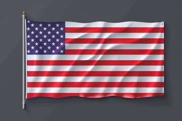 Fototapeta premium American Flag Grey. Patriotic Banner of America with Stars and Stripes on Dark Gray Background