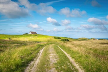 Denmark Countryside. Landscape with Holiday Homes in Hvide Sande Dunes