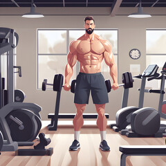 man lifting weights concept image 3d 
