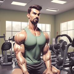 man lifting weights bodybuilder sport training 