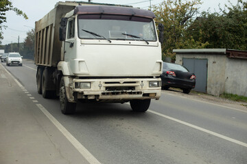 The car in the city. Transport on the street. Personal transport on the road.