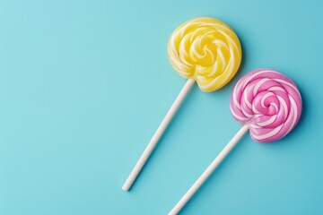 Lolipop. Bright and Colorful Birthday Treats on a Confection of Pastel Background