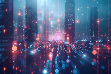 Futuristic Abstract Modern City Background with Wireless Network and Digital Connectivity in an Urban Environment, Ideal for Smart City Innovation Themes