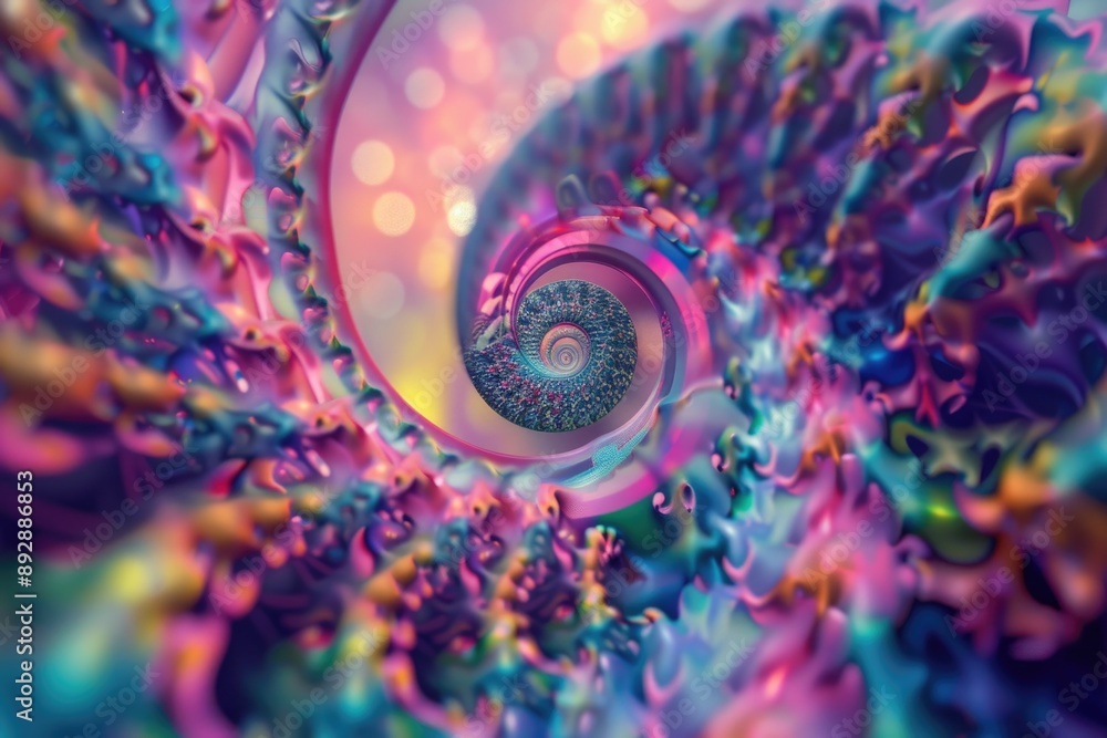 Poster A vibrant spiral shape with multiple colors and patterns
