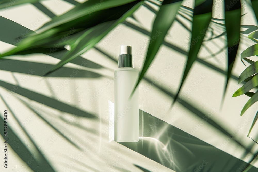 Poster A bottle of lotion sits on a table, ready for use