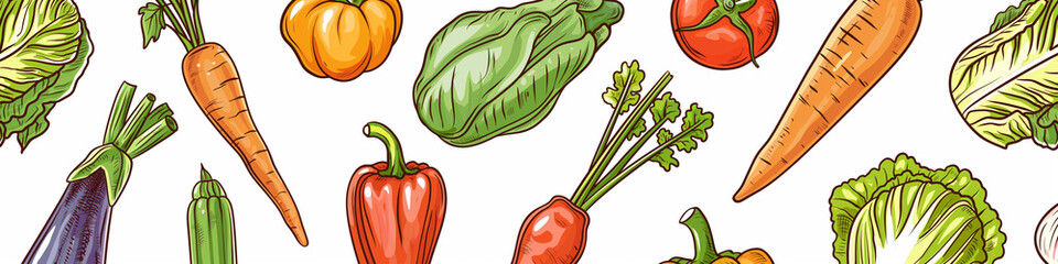 Fototapeta premium illustration of background with vegetables 