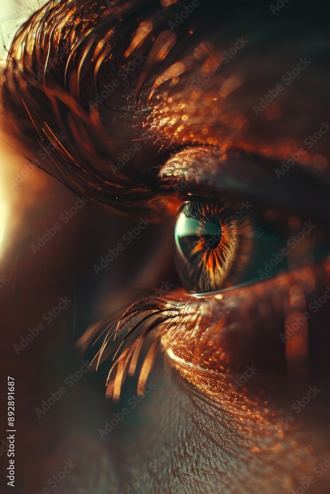 Poster a close-up of a person's eye with detailed features and expression