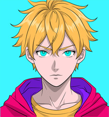 This vector illustration captures the essence of a young man with an attractive appearance and a determined expression.