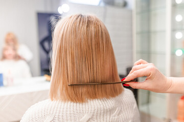 Woman Getting Hair Combed in Salon