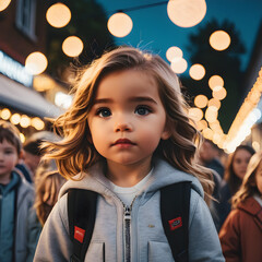 portrait of a little girl in night model 