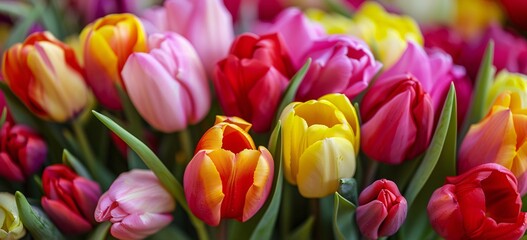 Fototapeta premium Tulips. Beautiful bouquet of tulips. colorful tulips. tulips in spring,colourful tulip