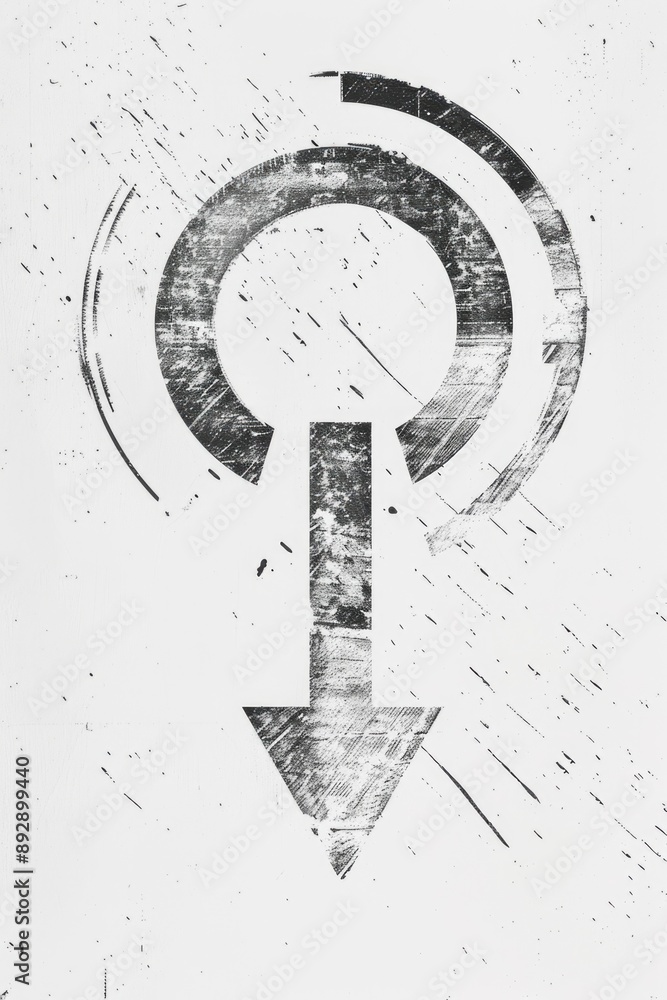 Poster a simple illustration of an arrow in black and white, suitable for use as a symbol or icon